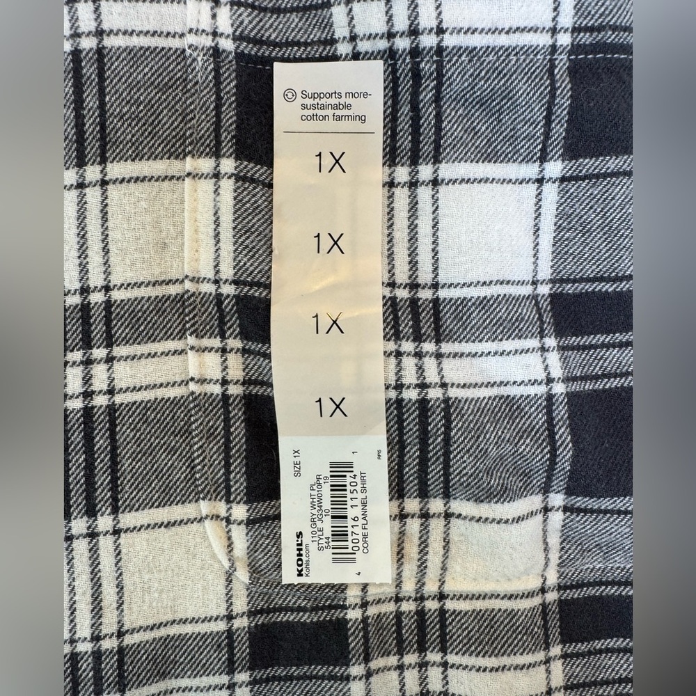 SO Good For Life Plaid Dark Gray, Gray White Flannel Women's Plus Size Sz 1X NWT - Picture 7 of 9
